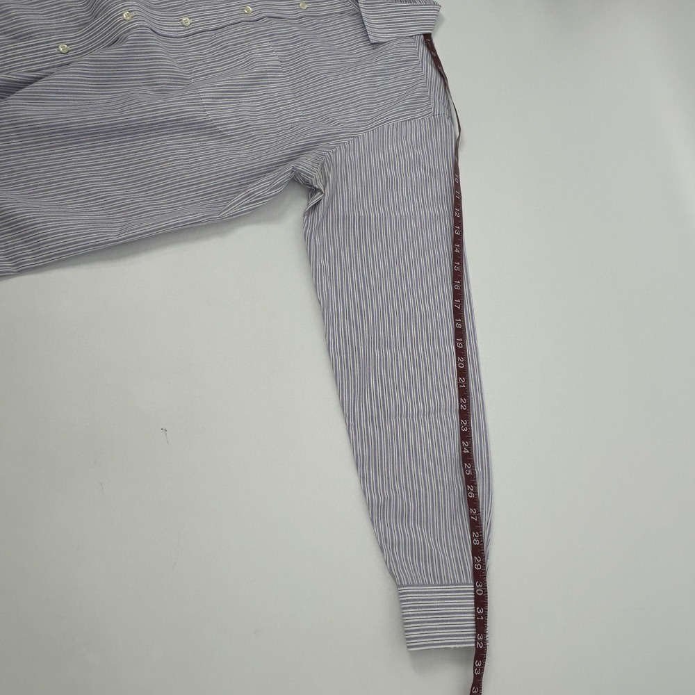 Brooks Brothers Milano Dress Shirt Mens 17-35 Purple White Striped Supima Cotton - Picture 9 of 10